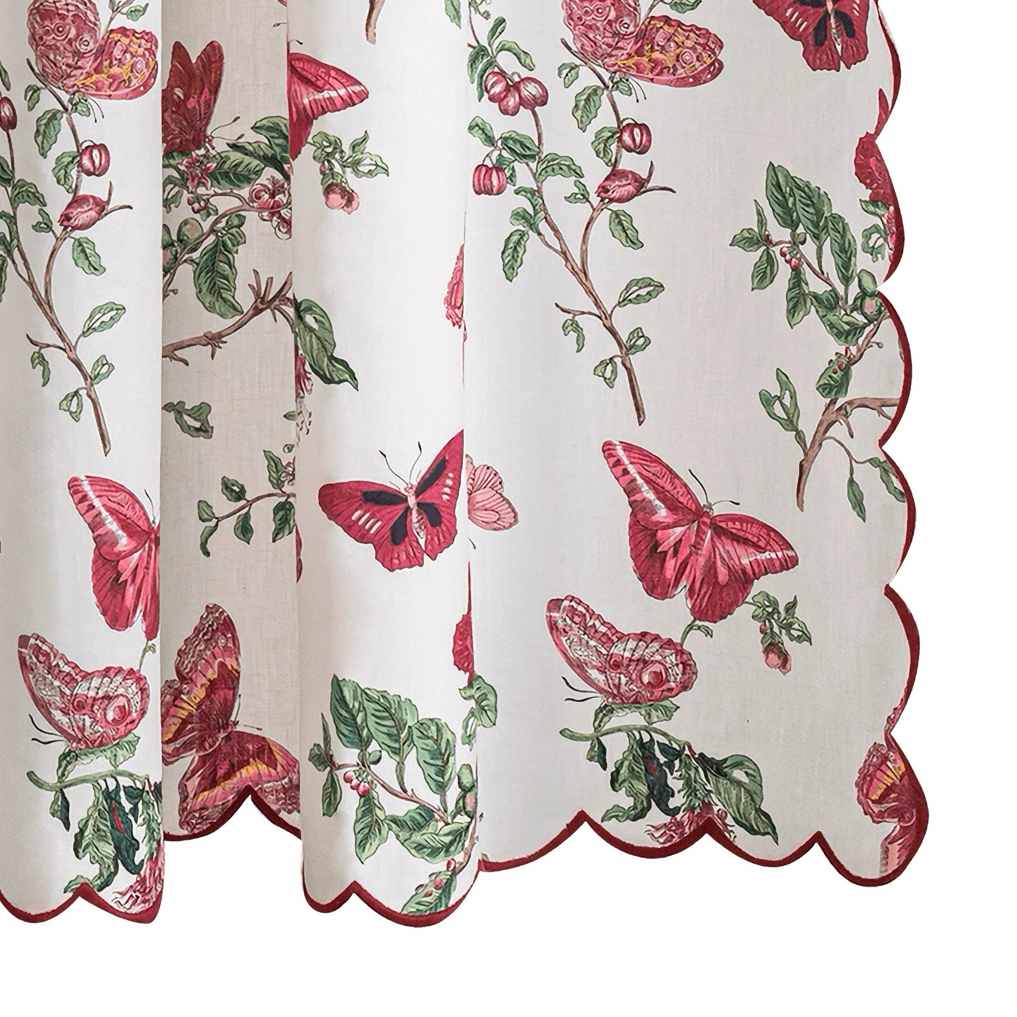 Matouk Schumacher Baudin Butterfly Linen Shower Curtain in Ruby