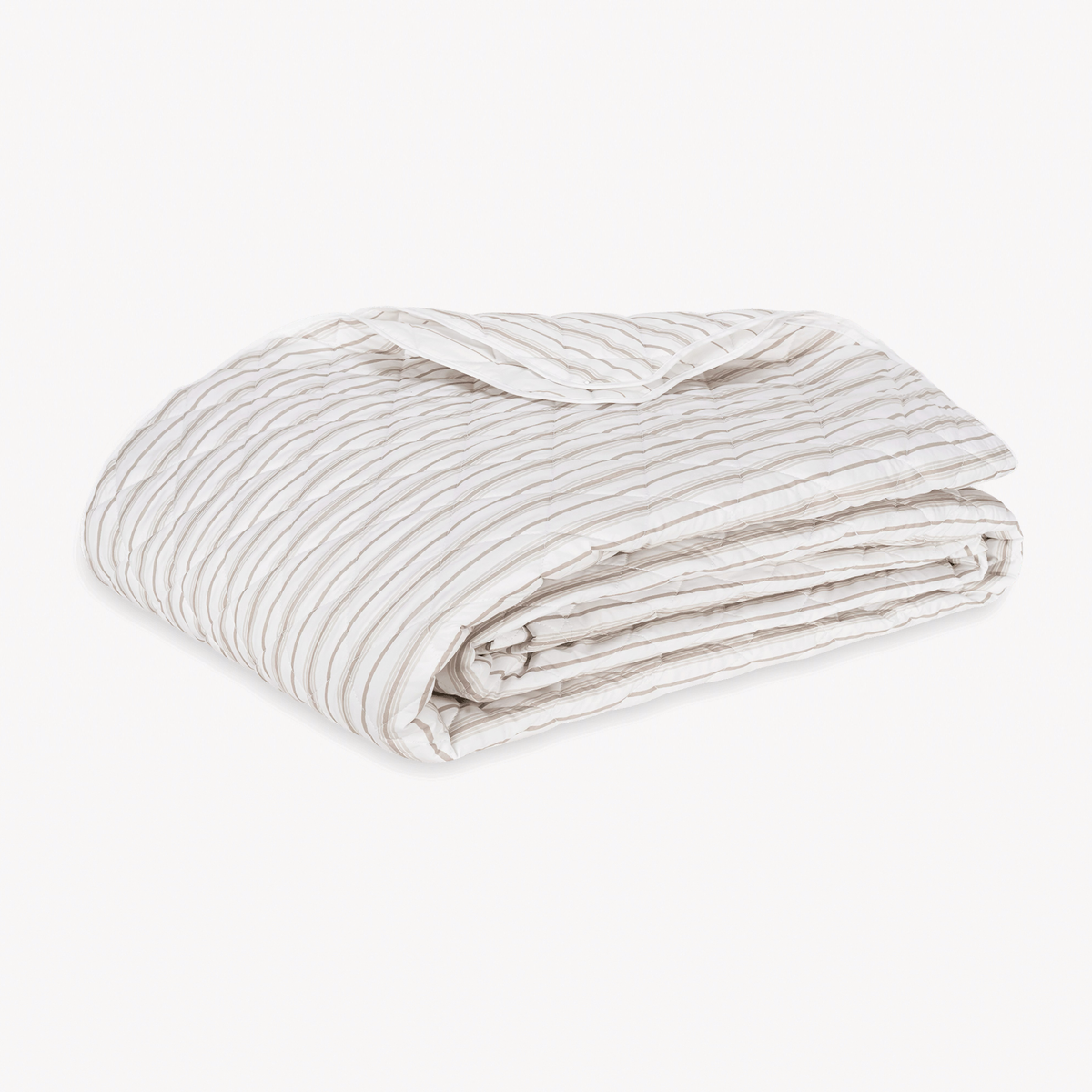 Folded Quilt Coverlet of Matouk Calypso Bedding style in Pebble Color