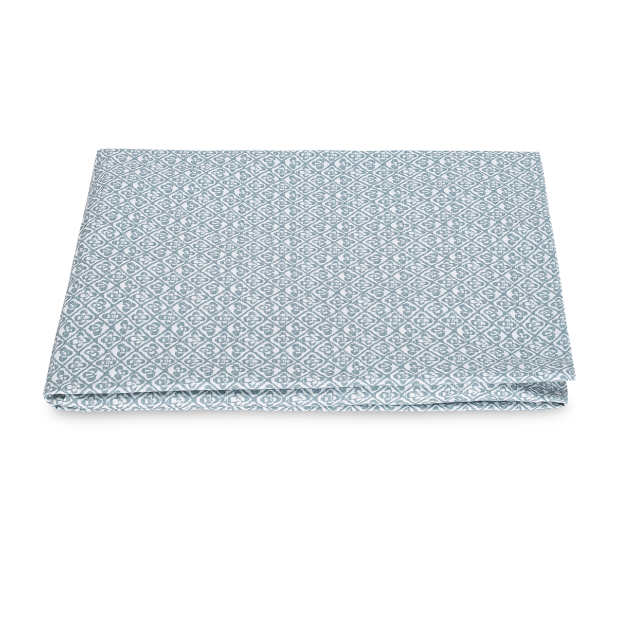 Folded Fitted Sheet of Matouk Schumacher Catarina Bedding in Hazy Blue Color