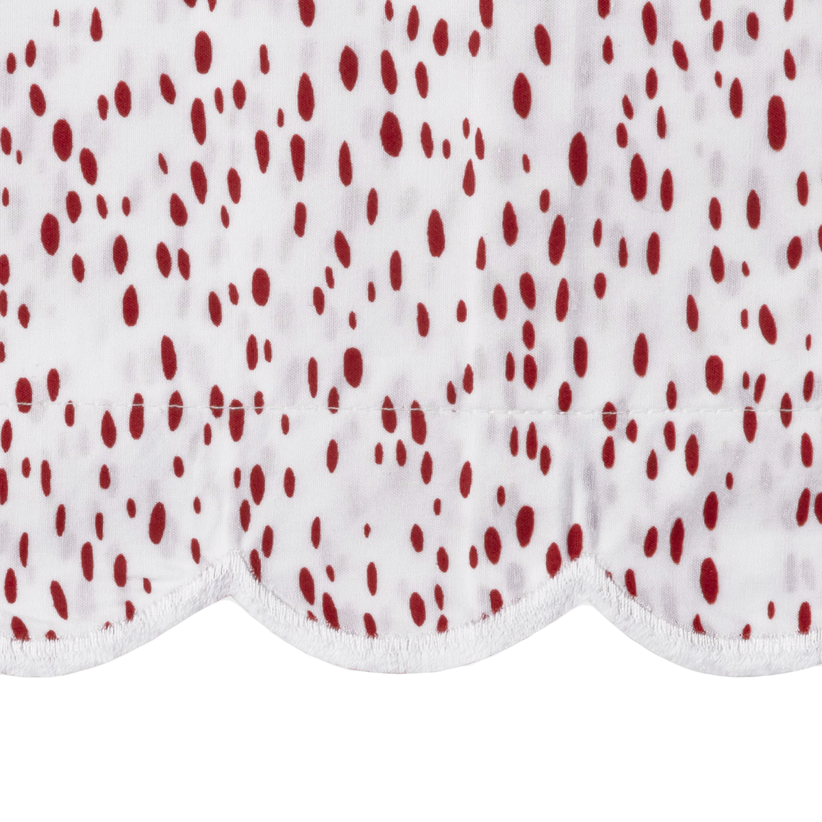 Fabric Closeup of Matouk Schumacher Celine Shower Curtain in Redberry Color