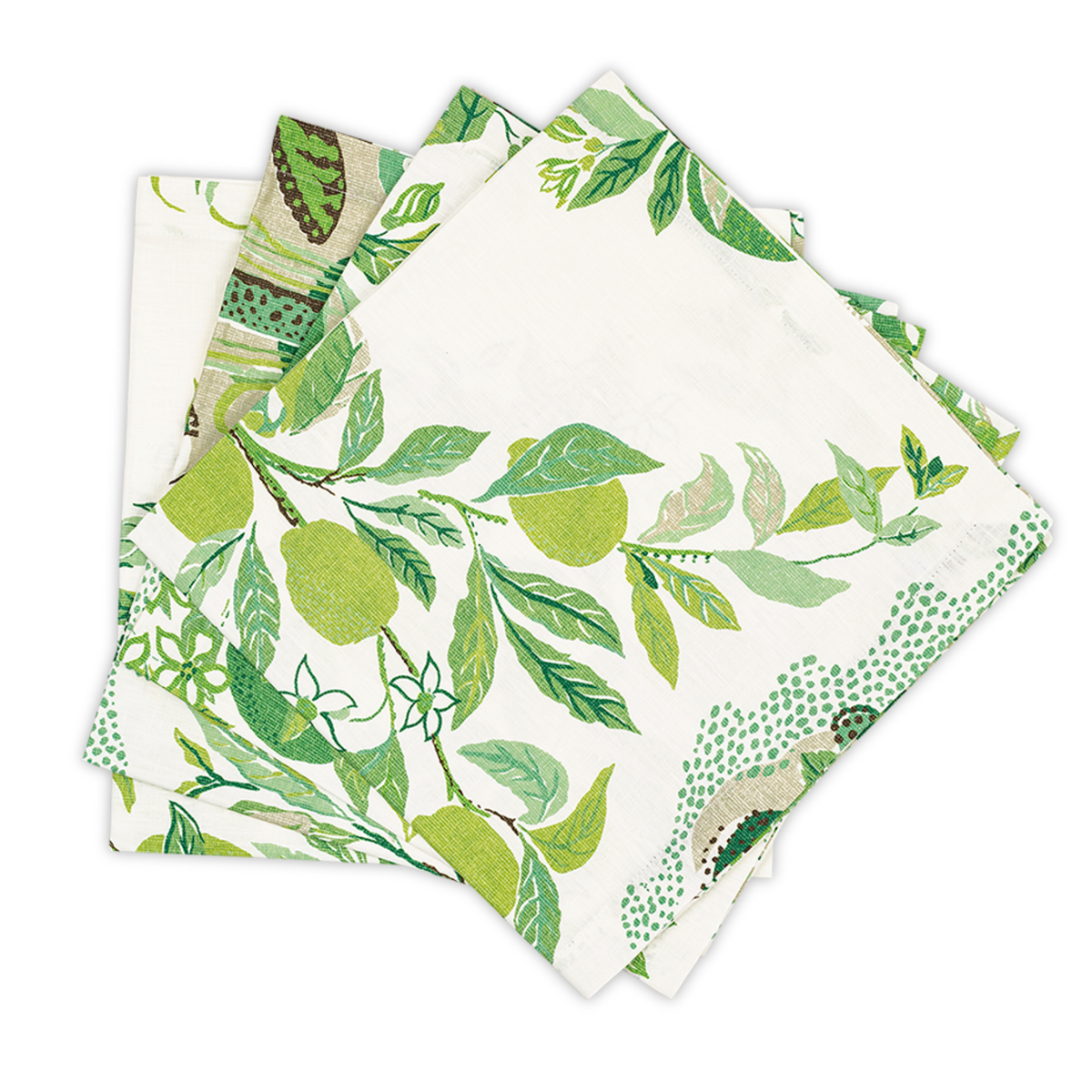 Set of Napkins of Matouk Schumacher Citrus Garden Table Linens in Grass Color