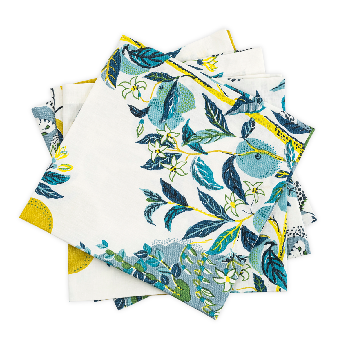 Set of Napkins of Matouk Schumacher Citrus Garden Table Linens in Pool Color