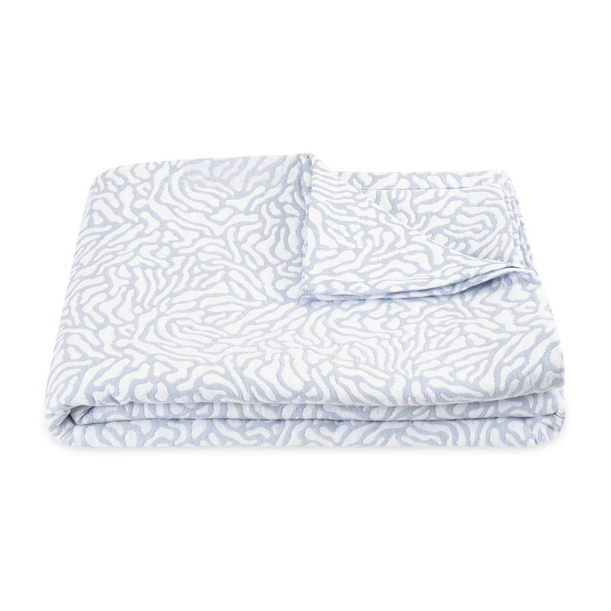 Folded Duvet Cover of Matouk Schumacher Cora Bedding in Blue White Color