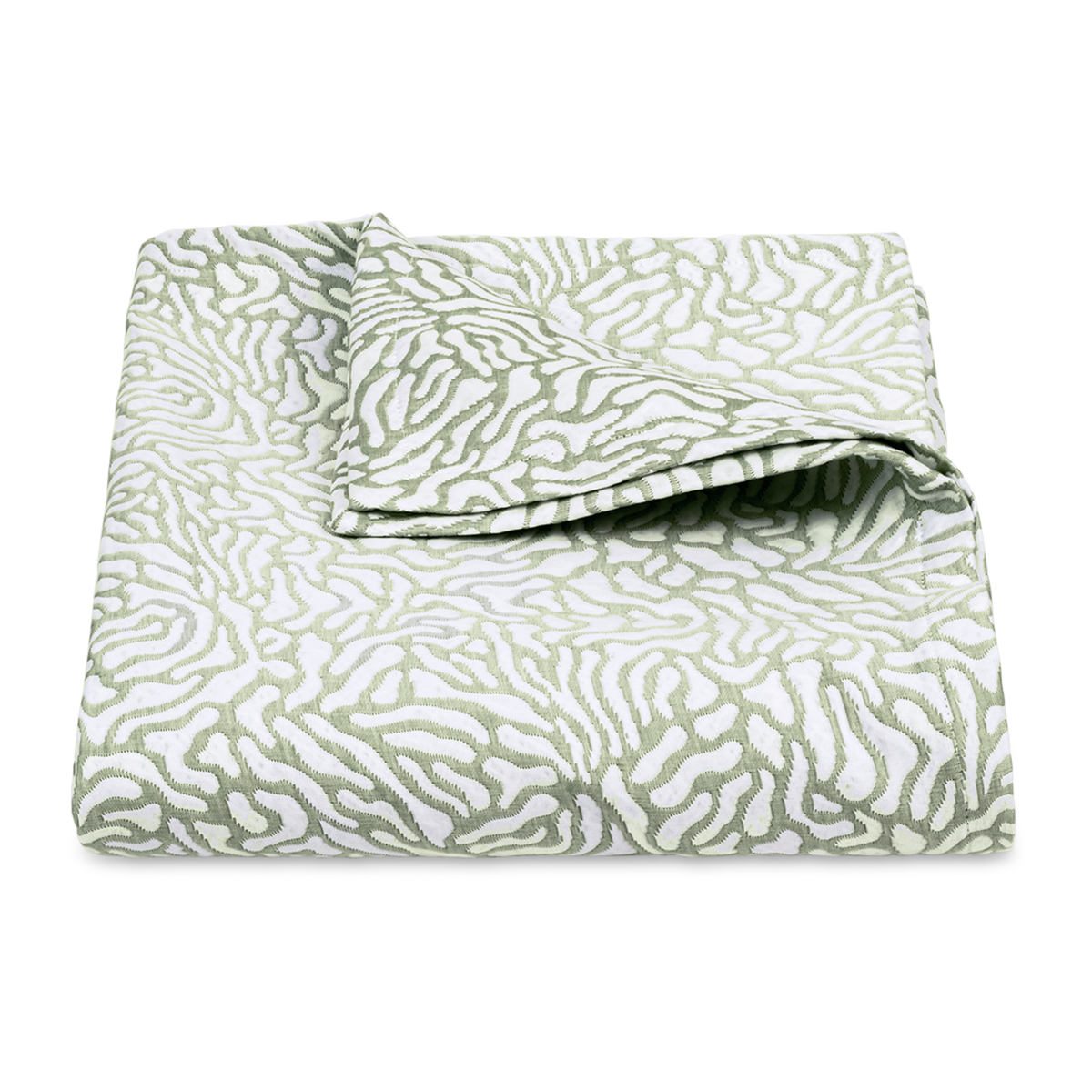 Folded Duvet Cover of Matouk Schumacher Cora Bedding in Grass Color