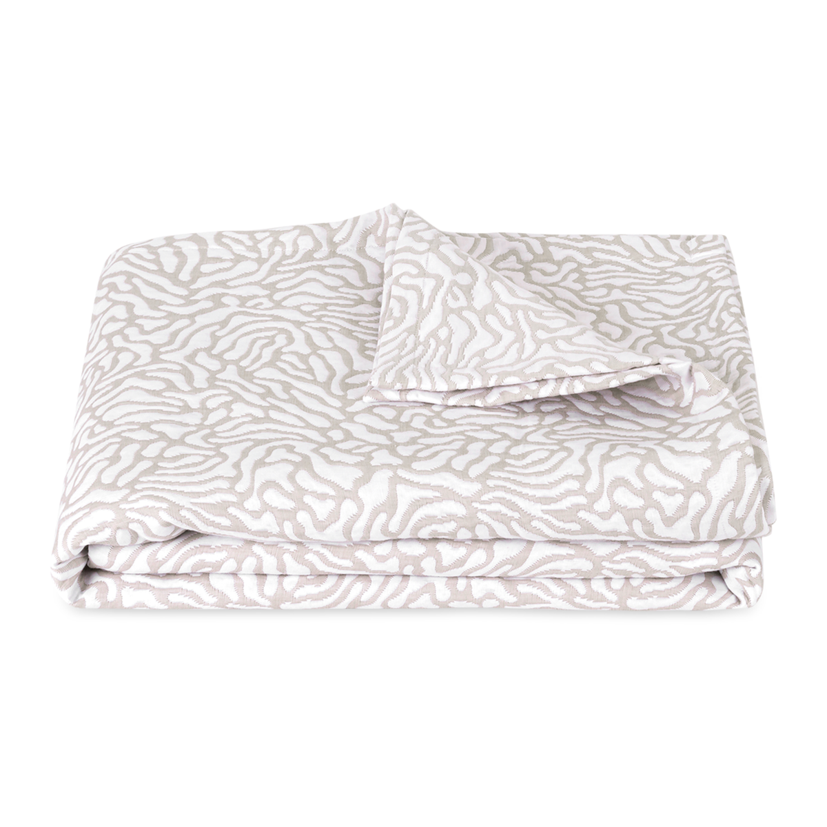 Folded Duvet Cover of Matouk Schumacher Cora Bedding in Natural White Color