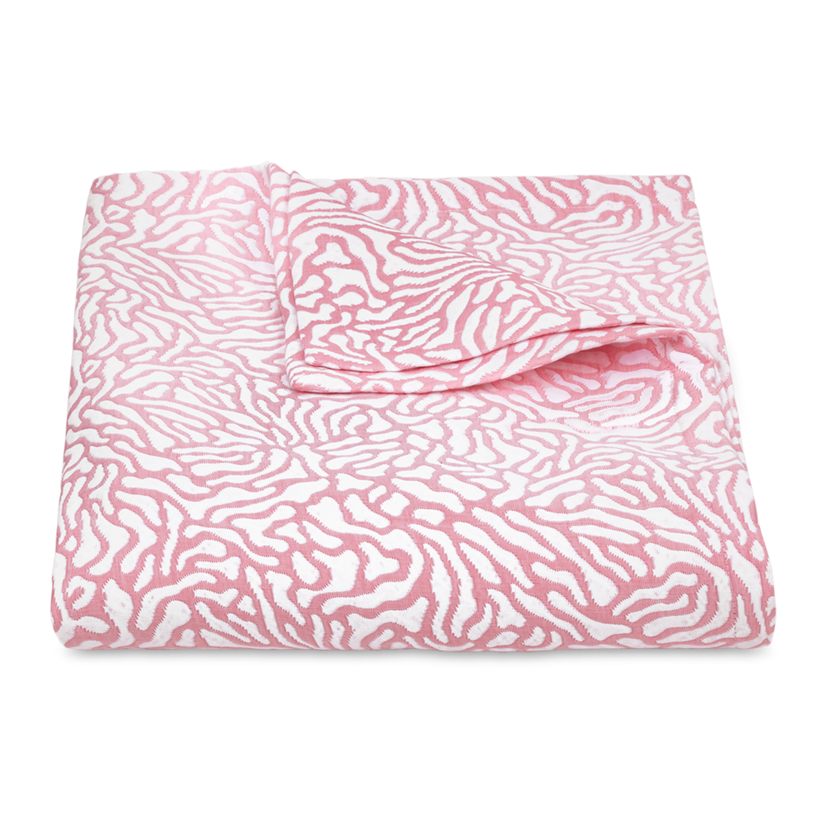 Folded Duvet Cover of Matouk Schumacher Cora Bedding in Peony Color