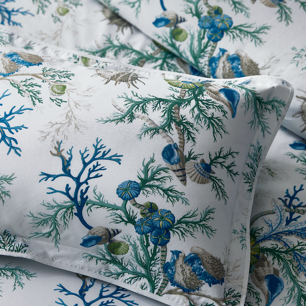 Detail of Matouk Schumacher Del Tesoro Boudoir Sham in Sea Color