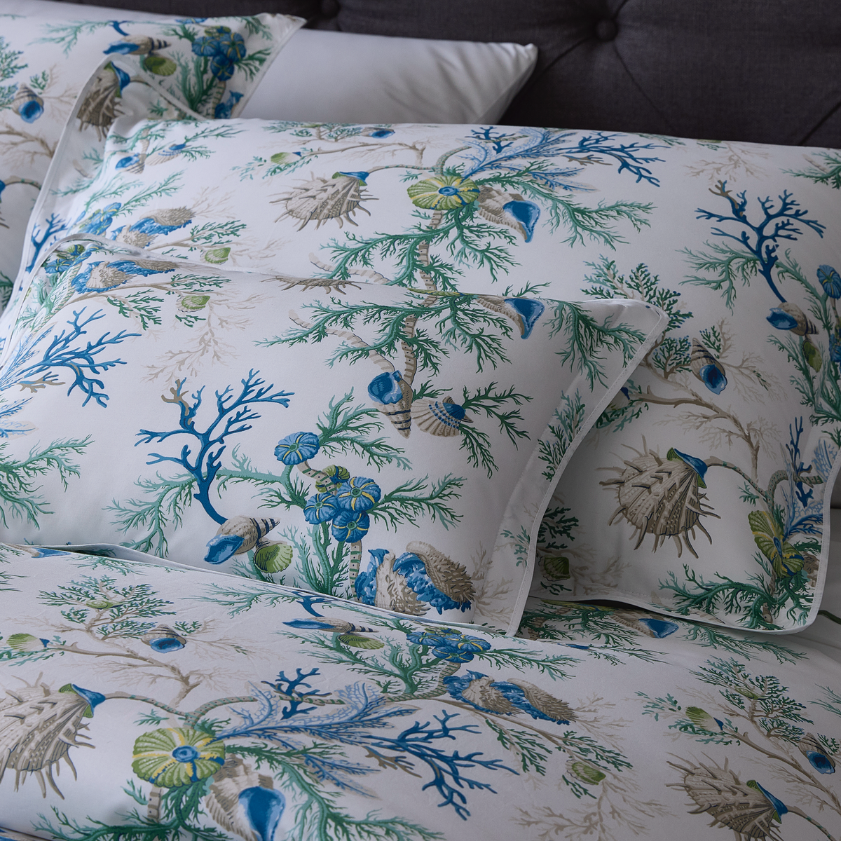 Sham Sizes of Matouk Schumacher Del Tesoro Bedding in Sea Color