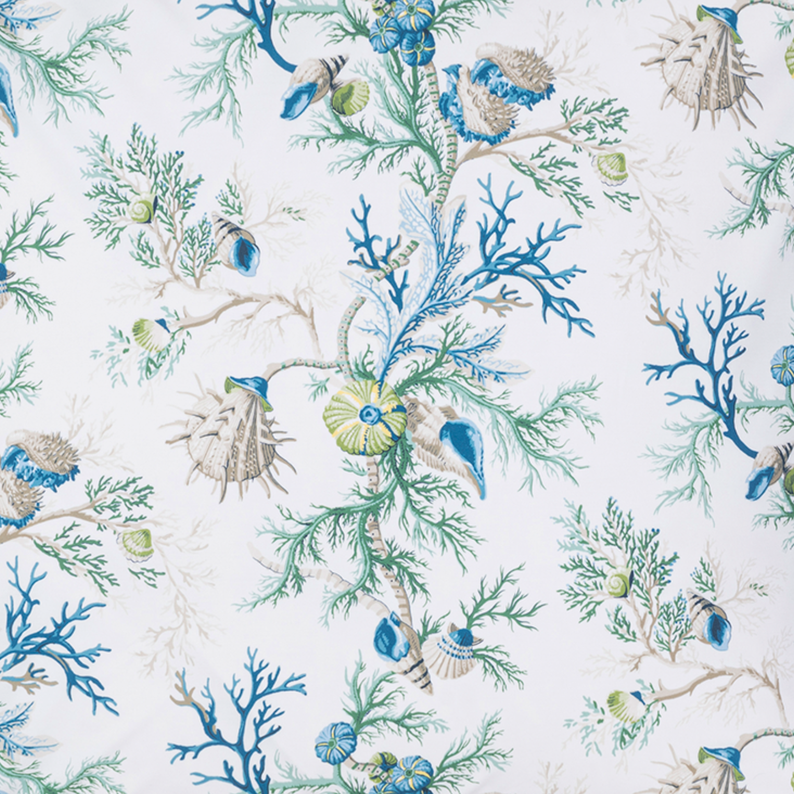 Stack of Matouk Schumacher Del Tesoro Bedding in Coral and Sea Colors