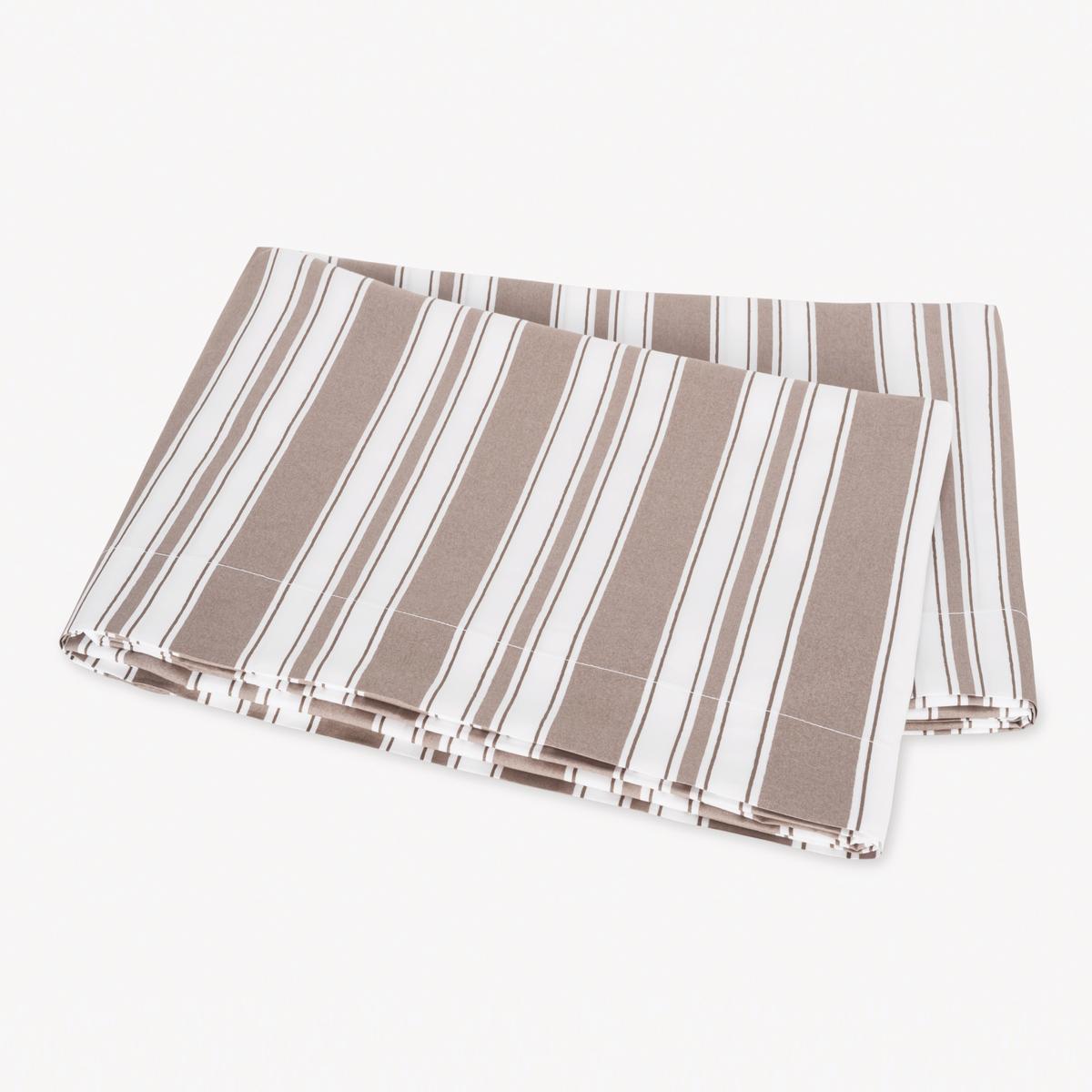 Folded Mocha Matouk Schumacher Elio Bedding on a white background