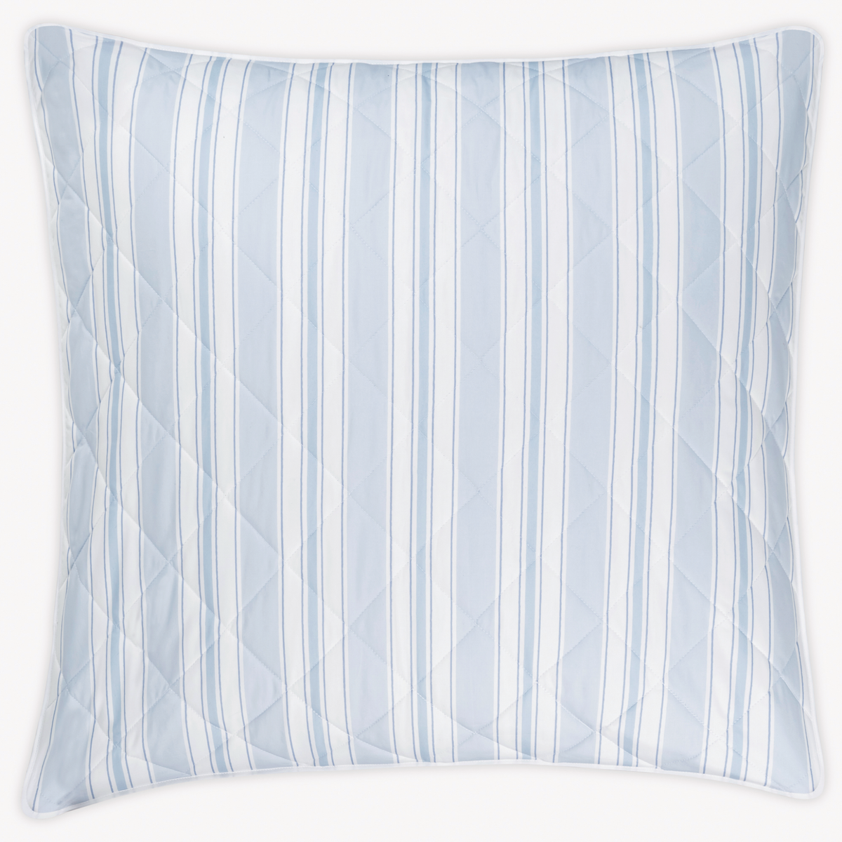 Euro Sham from the Matouk Schumacher Elio Collection, with Blue color and quilted Egyptian cotton percale