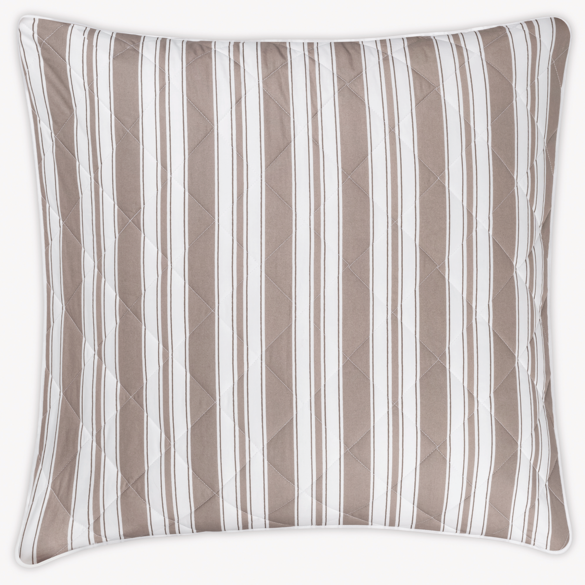 Euro Sham from the Matouk Schumacher Elio Collection, with Mocha color and quilted Egyptian cotton percale