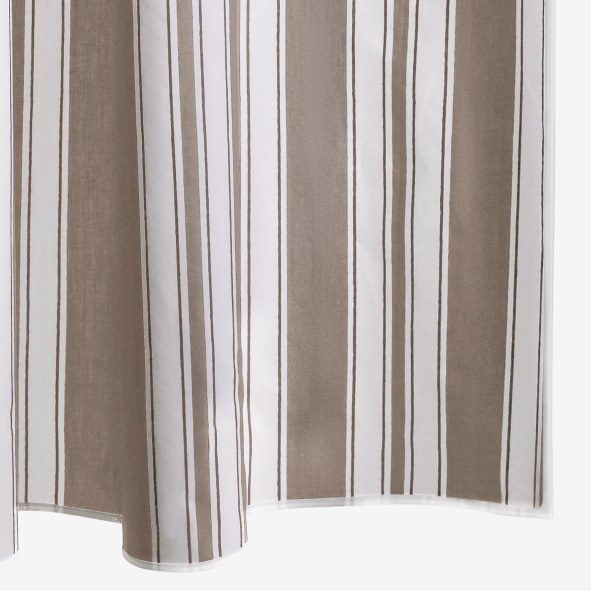 Closeup of Matouk Schumacher Elio Shower Curtain in Mocha color