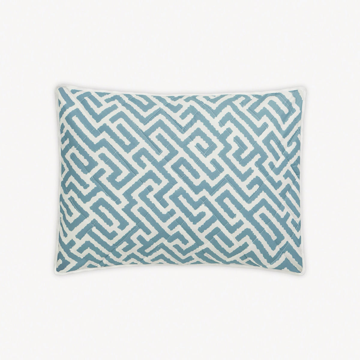 Quilted Boudoir Sham of Matouk Schumacher Gabriel Bedding in Stony Blue