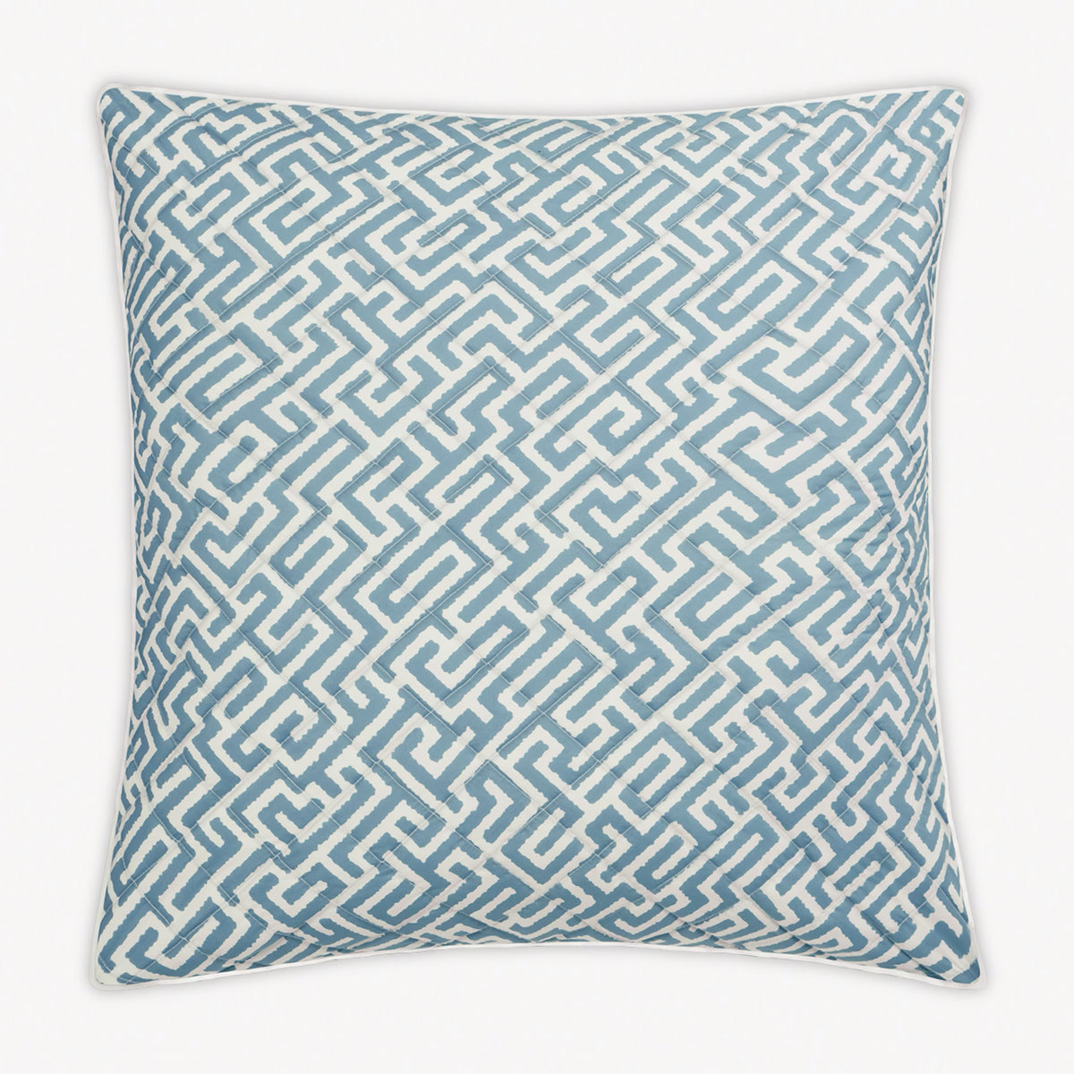 Quilted Euro Sham of Matouk Schumacher Gabriel Bedding in Stony Blue