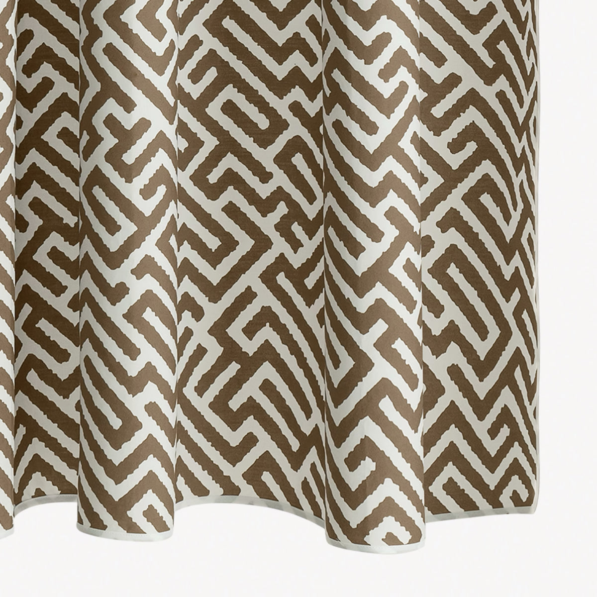 Closeup of Matouk Schumacher Gabriel Shower Curtain in Mocha color
