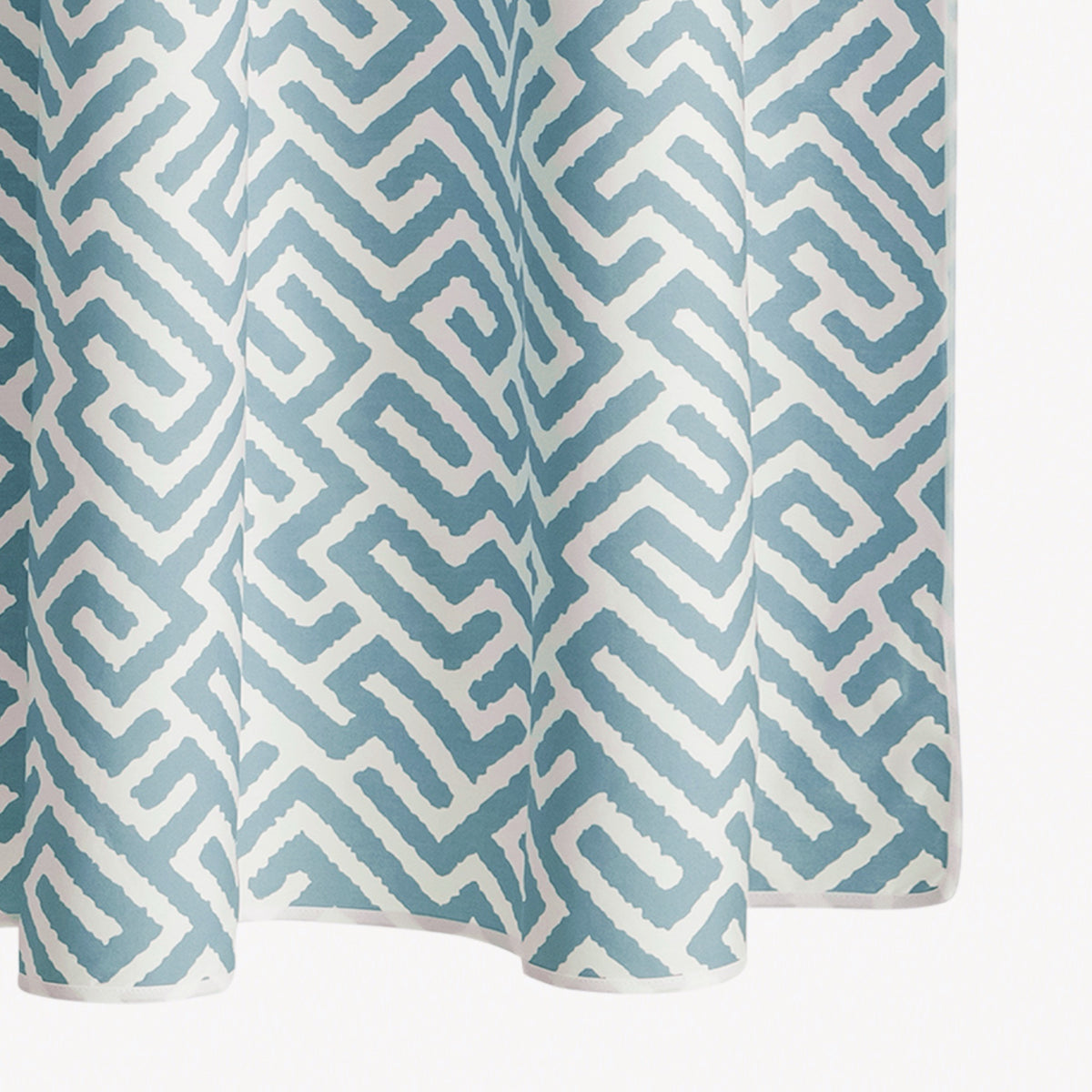 Closeup of Matouk Schumacher Gabriel Shower Curtain in Stony Blue color