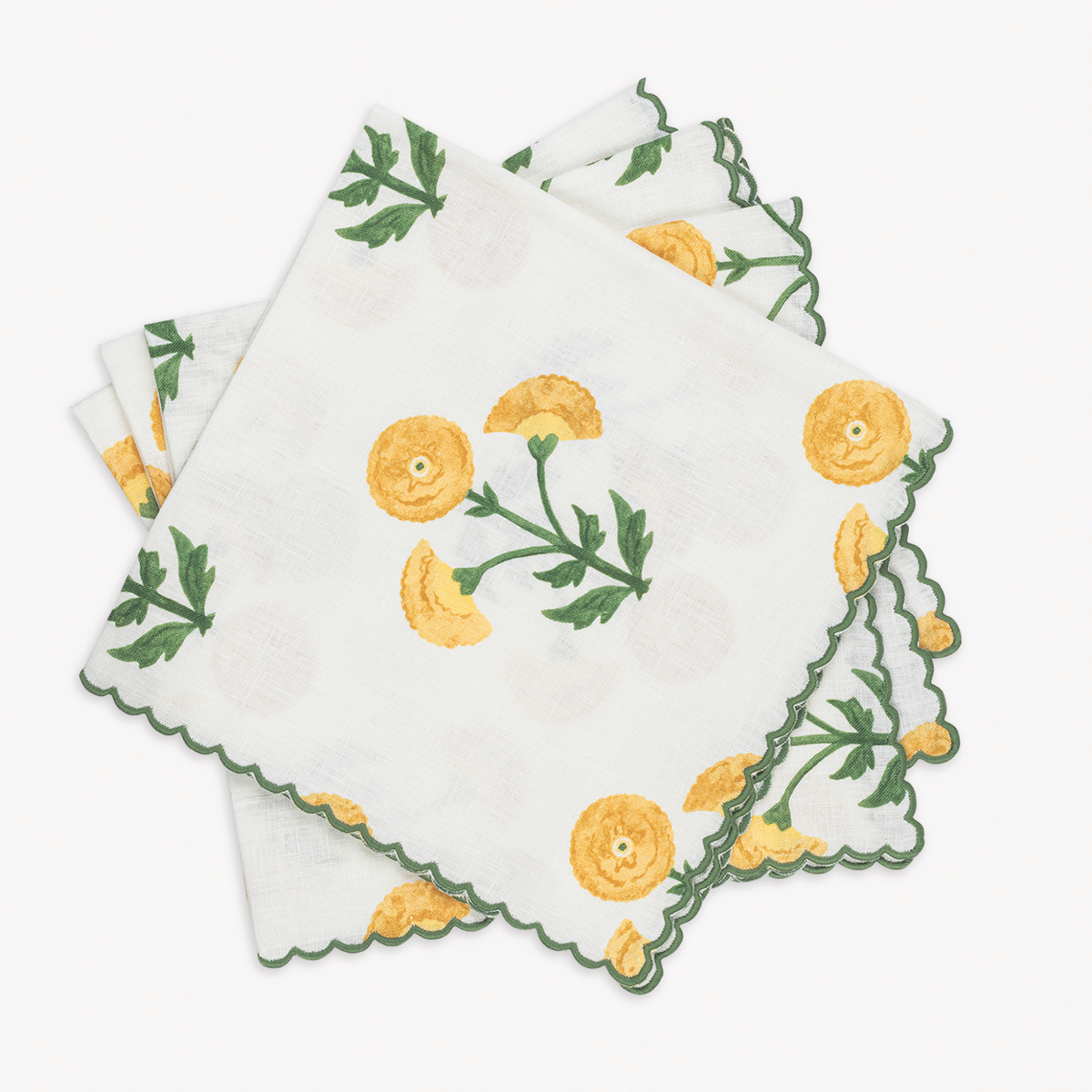 Set of Dinner Napkins of Matouk Schumacher Gisele Table Linens in Marigold