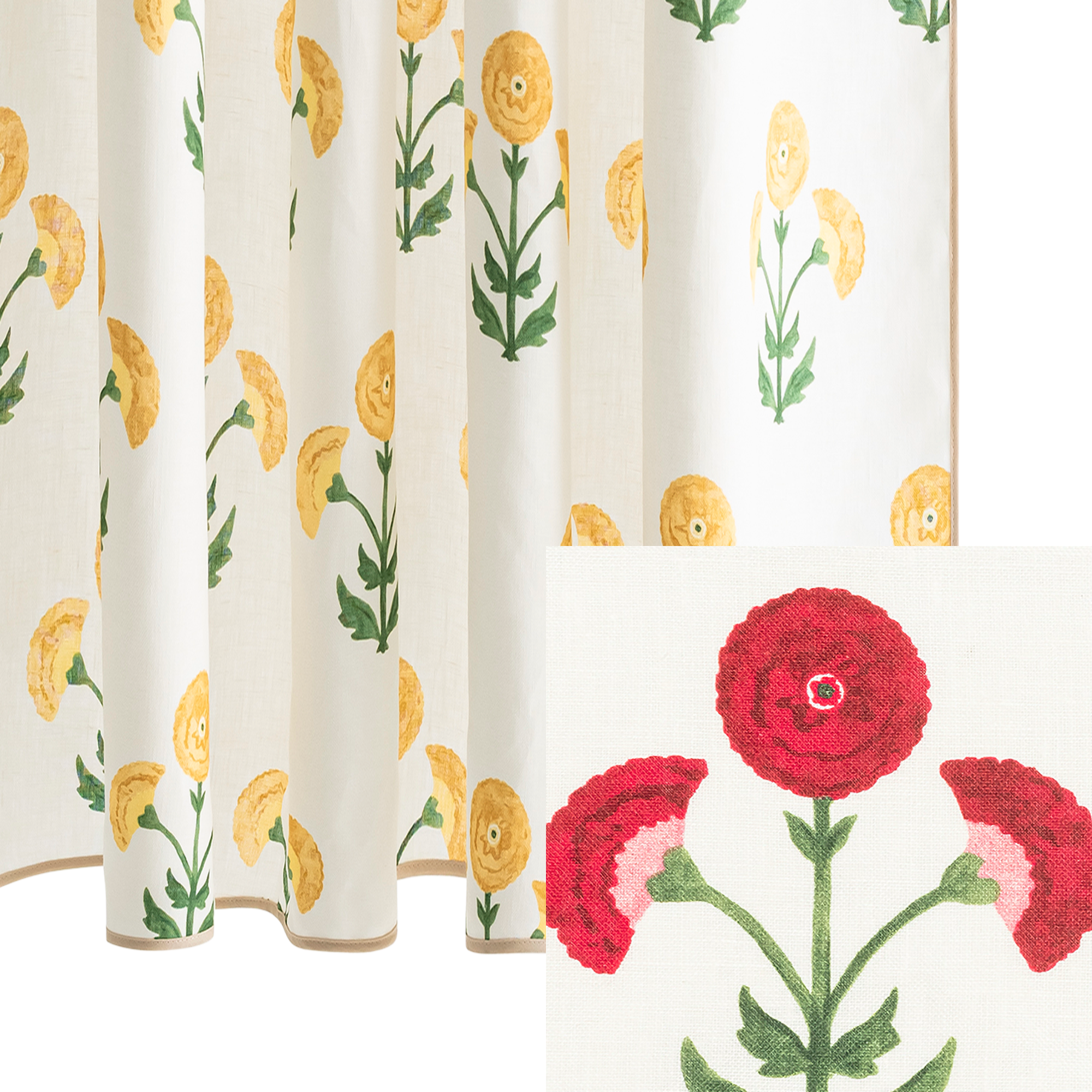 Matouk Schumacher Gisele Shower Curtain in Scarlet