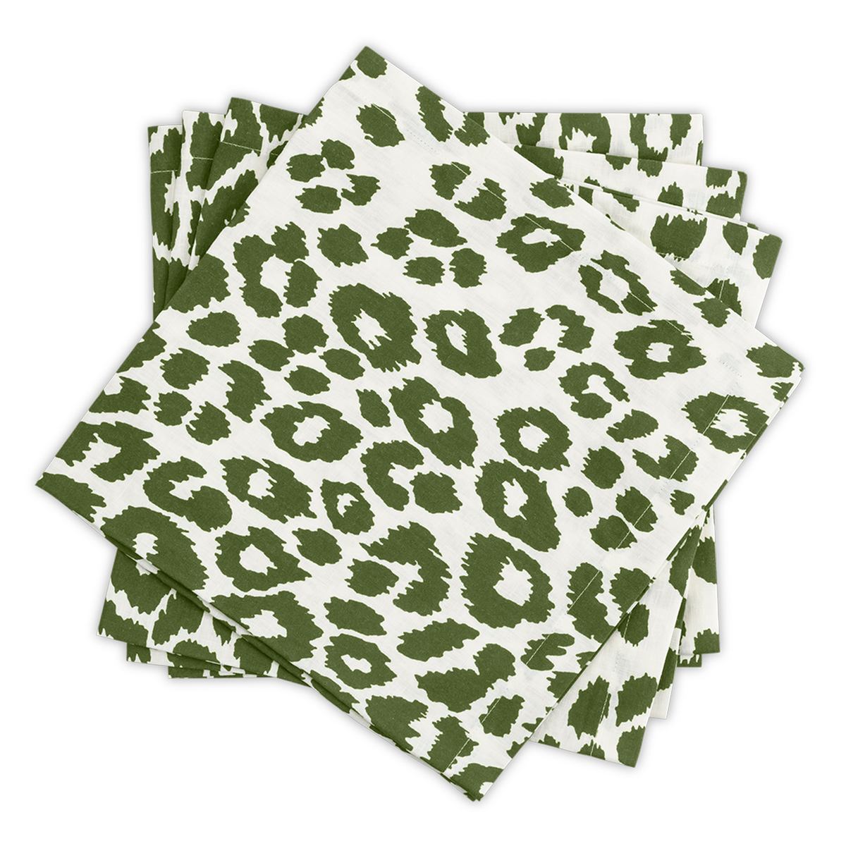 Dinner Napkins of Matouk Schumacher Iconic Leopard in Color Green