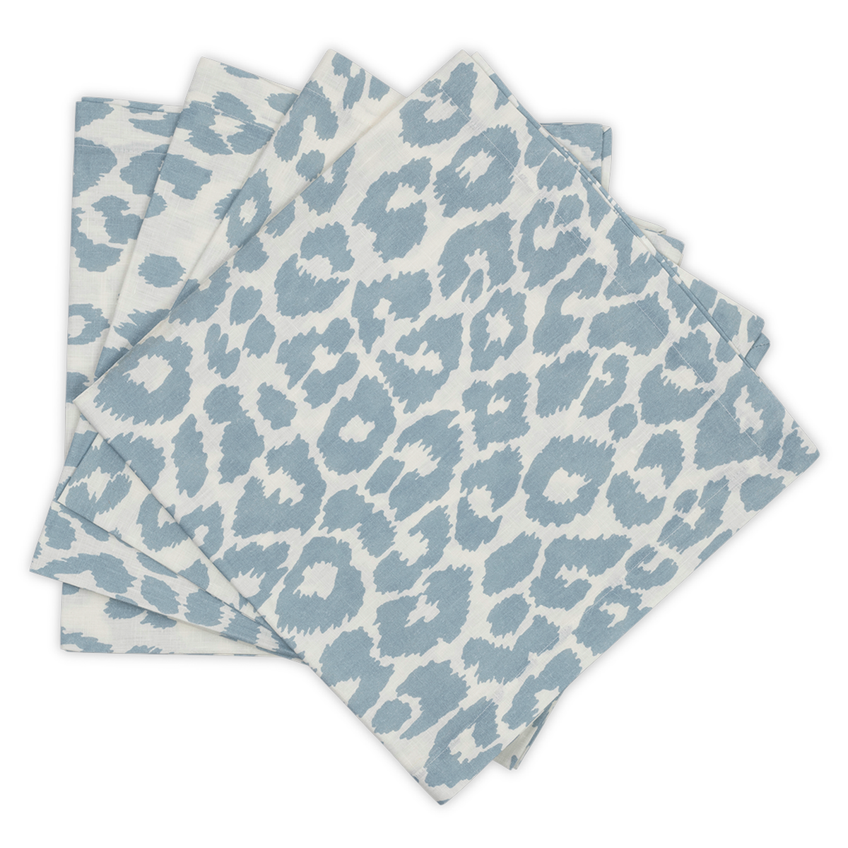 Dinner Napkins of Matouk Schumacher Iconic Leopard in Color Sky
