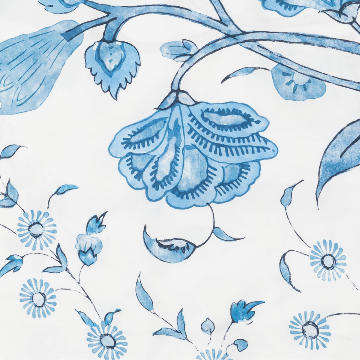 Fabric Closeup of Azure Matouk Schumacher Khilana Shower Curtain