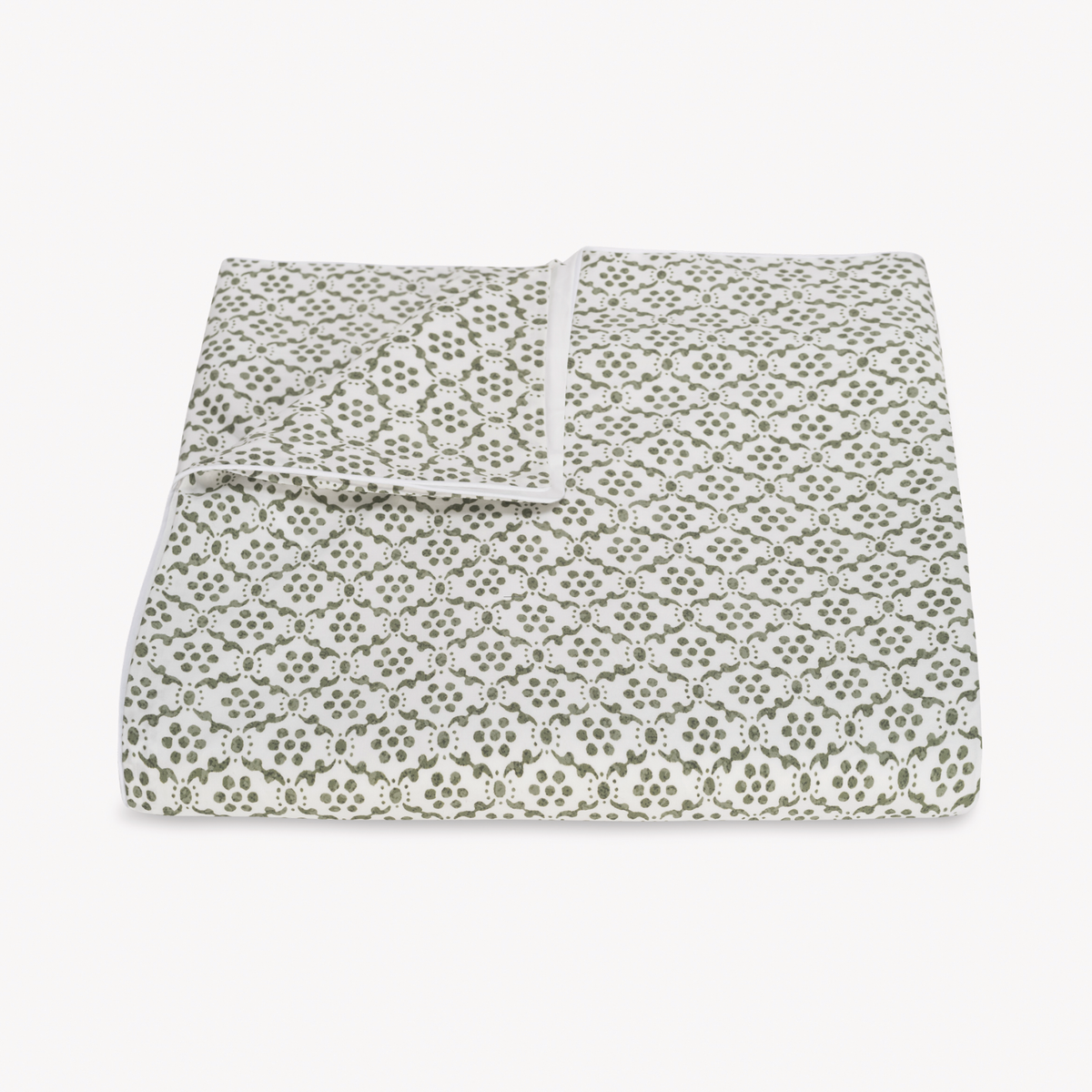 Folded Duvet Cover of Matouk Schumacher Laksha Bedding in Moss color