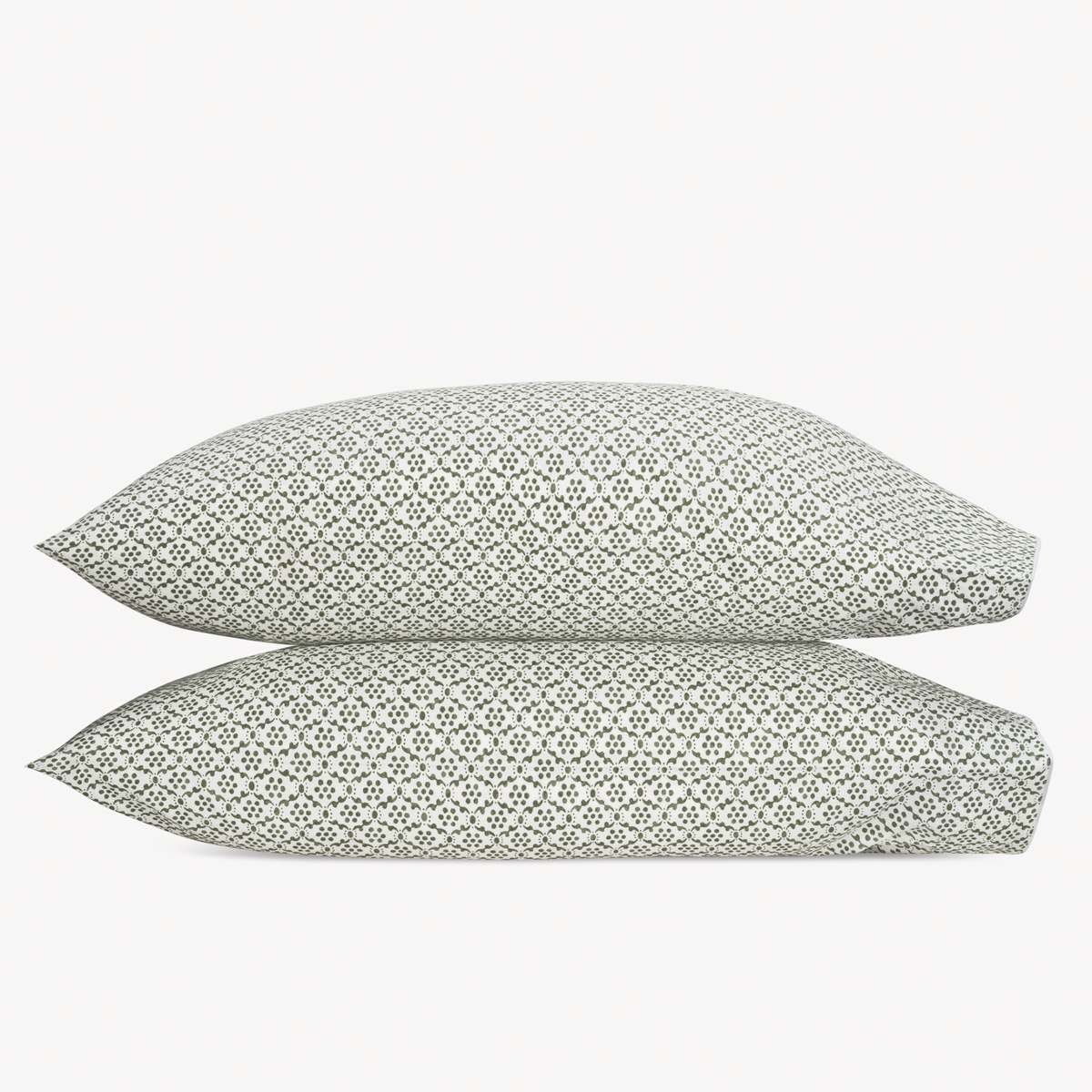Pillowcases of Matouk Schumacher Laksha Bedding in Moss color