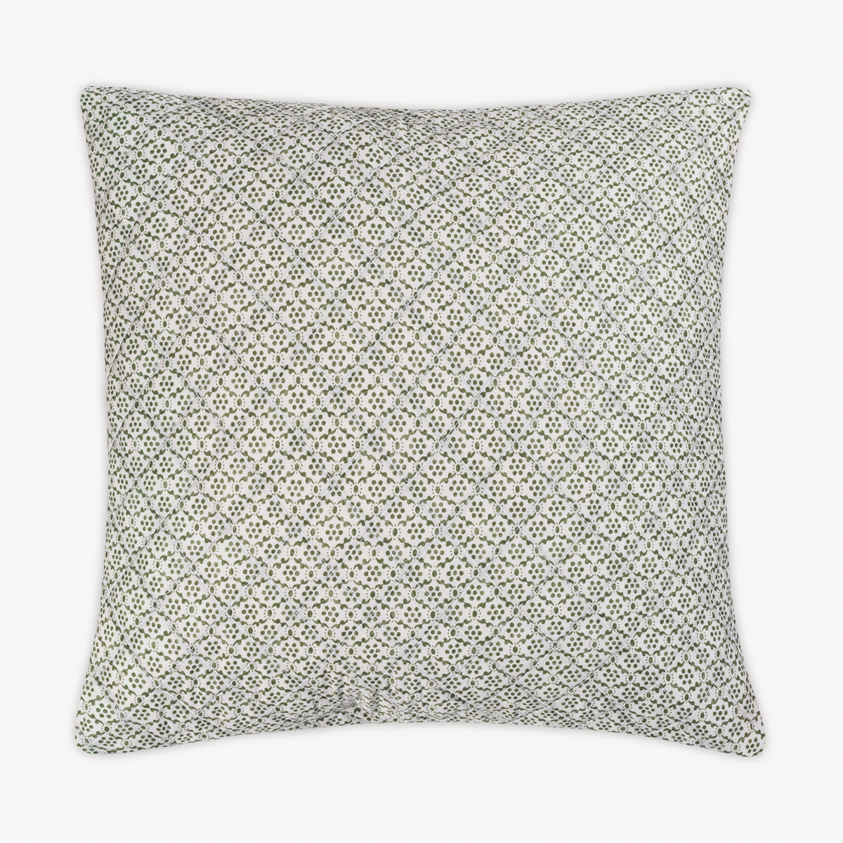 Quilted Euro Sham of Matouk Schumacher Laksha Bedding in Moss color