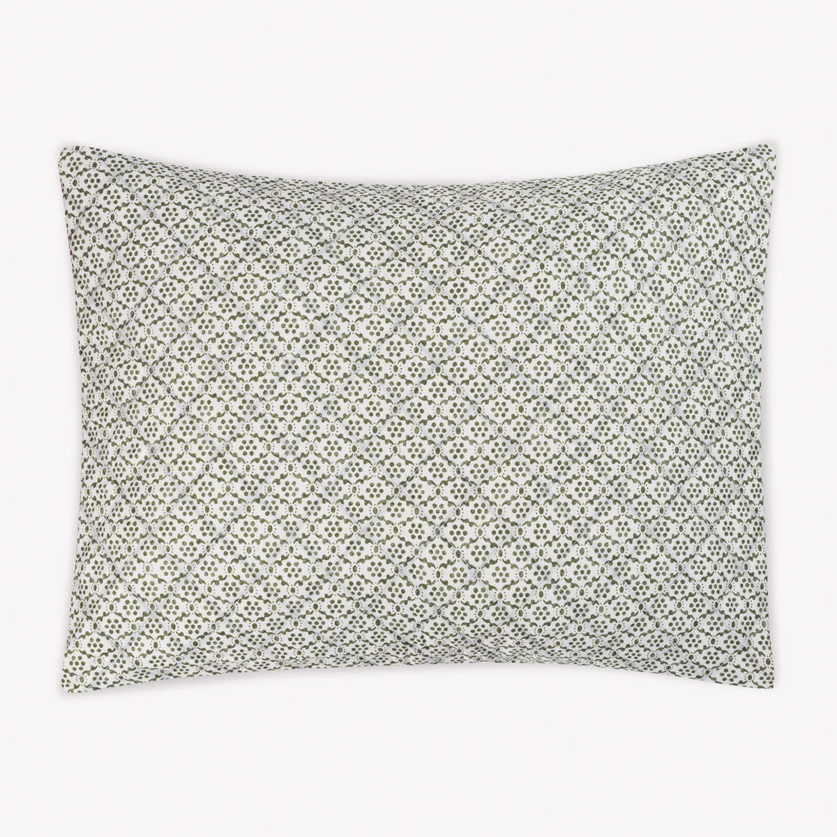 Quilted Sham Silo of Matouk Schumacher Laksha Bedding in Moss color