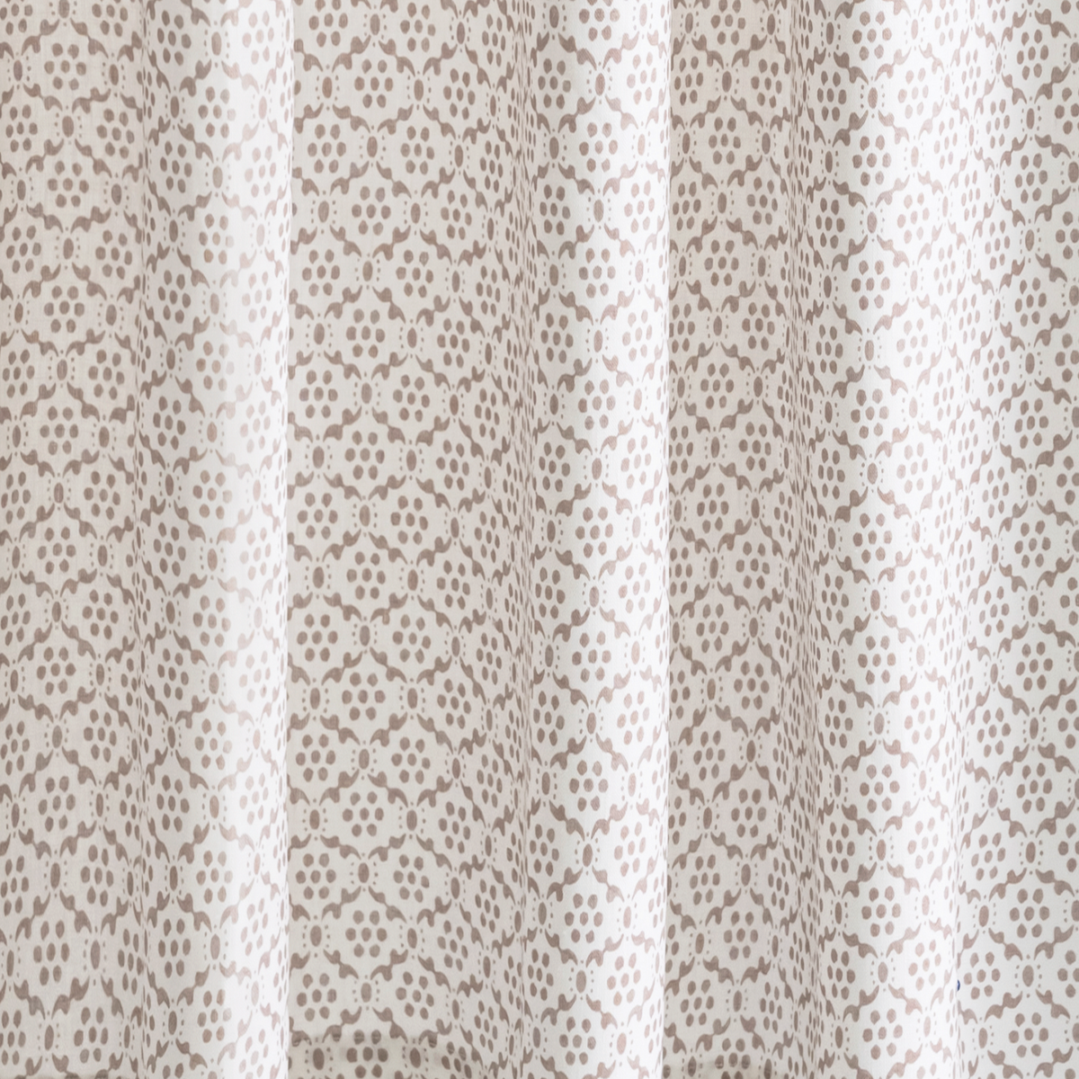Fabric Closeup of Matouk Schumacher Laksha Shower Curtains in Oak color