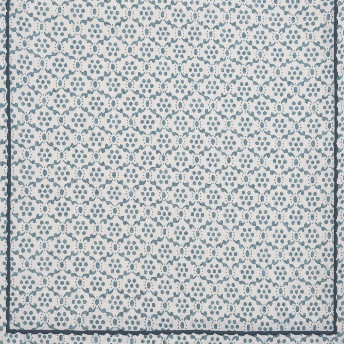 Fabric Closeup of Matouk Schumacher Laksha Table Linens in Lapis color