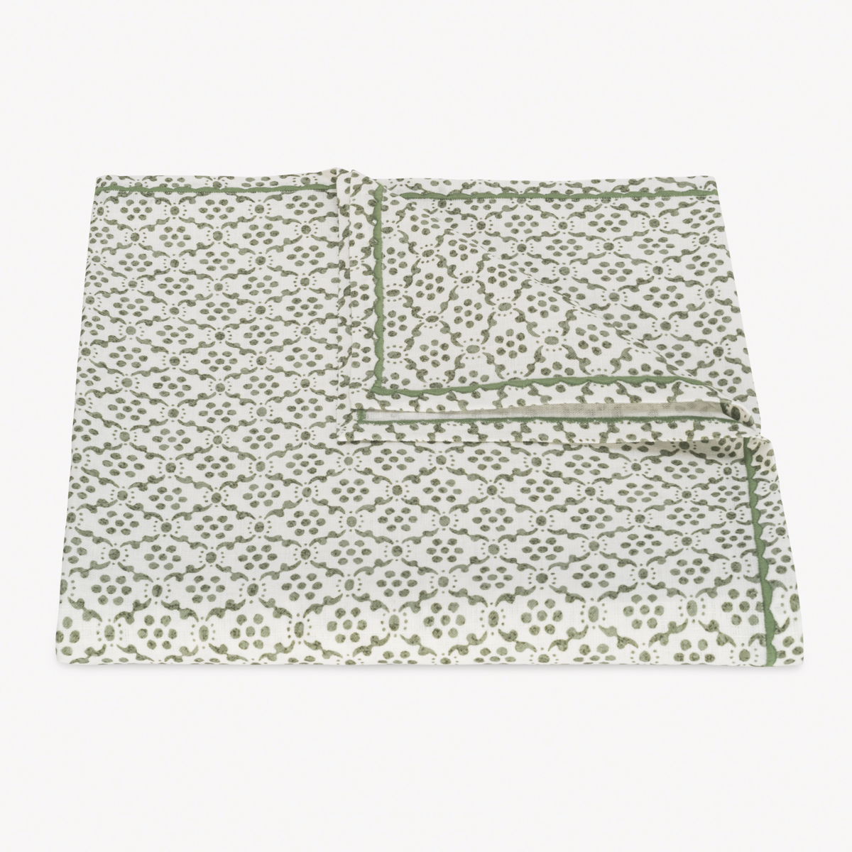 Folded Tablecloth of Matouk Schumacher Laksha Table Linens in Clover color