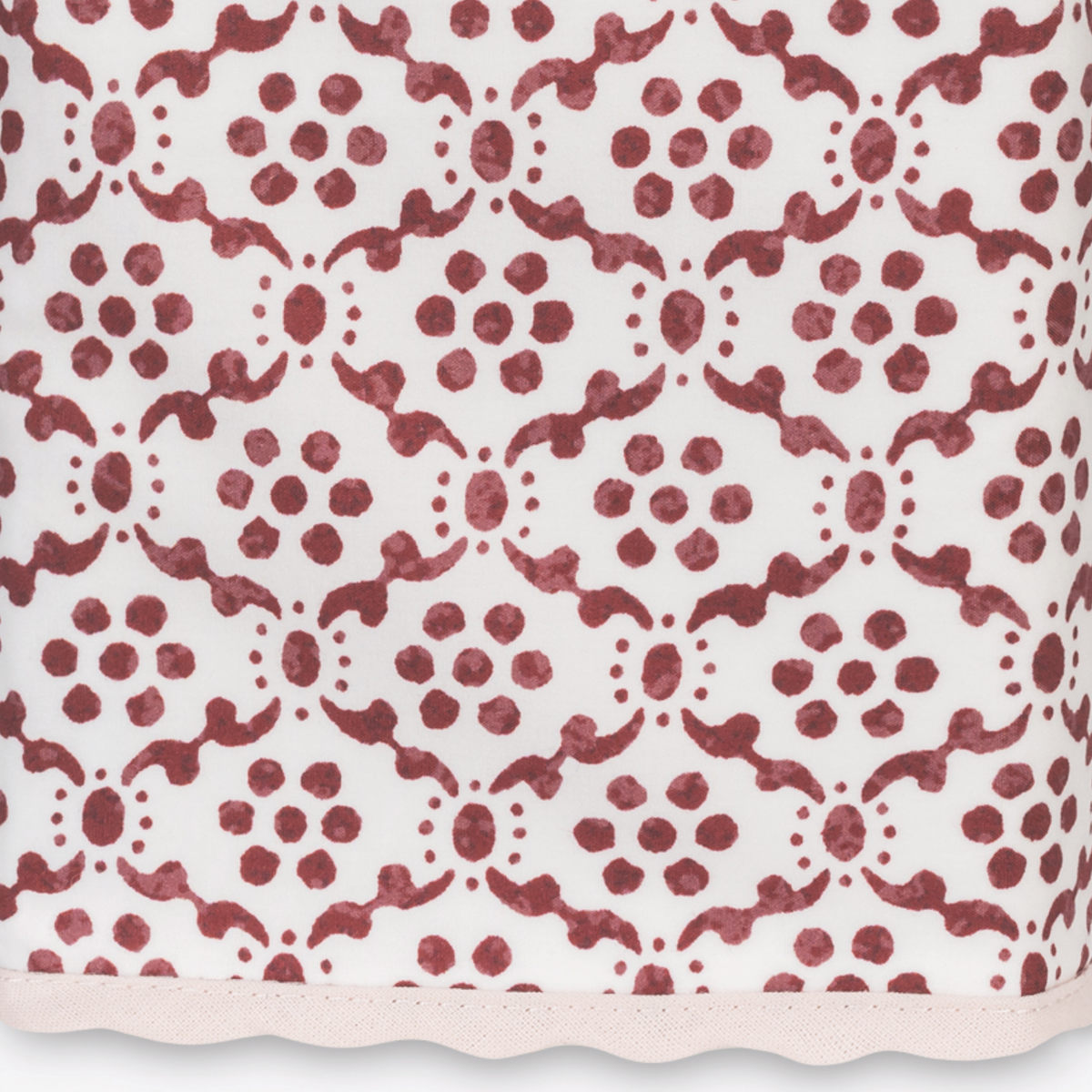 Fabric Closeup of Matouk Schumacher Laksha Tissue Box Cover in Carnelian color