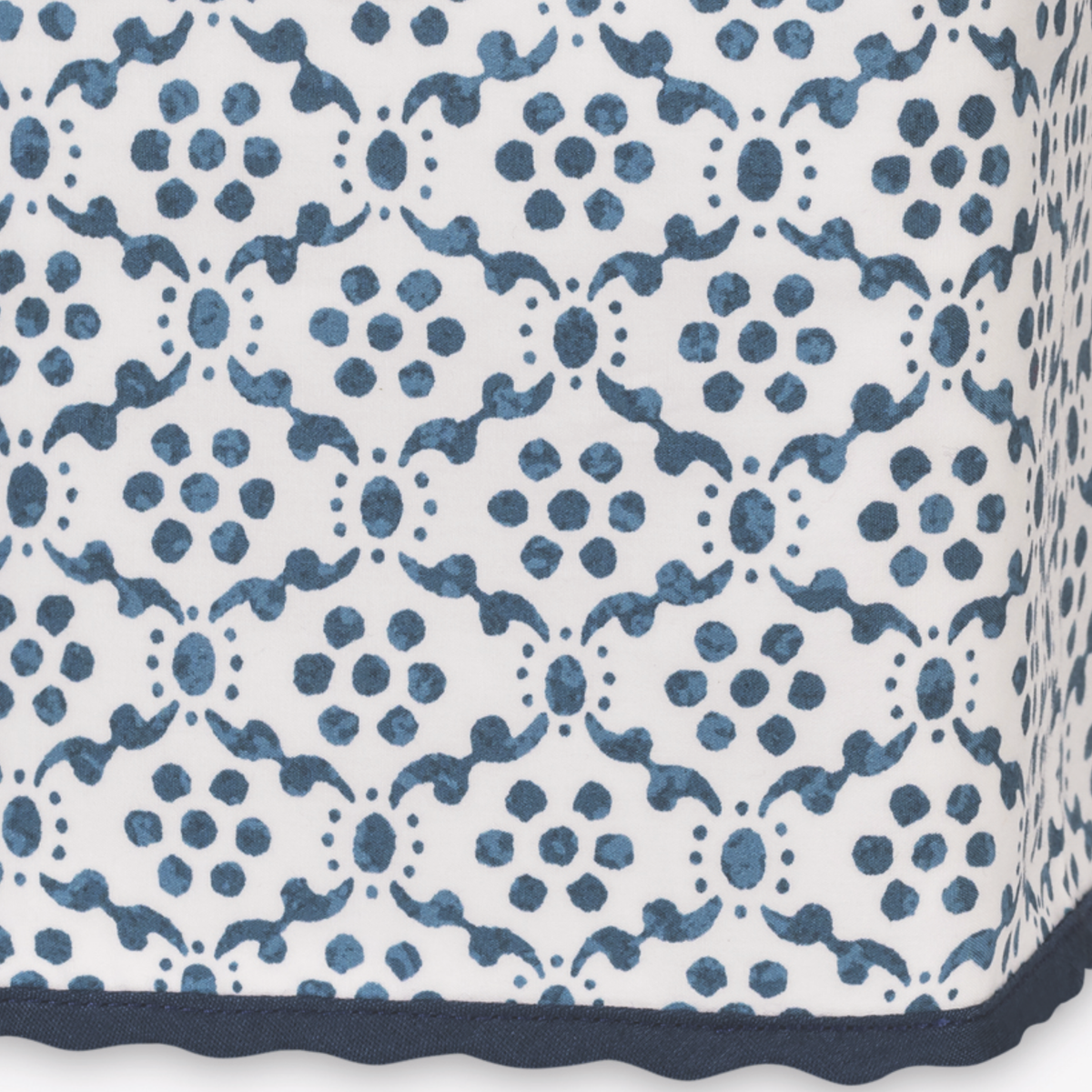Fabric Closeup of Matouk Schumacher Laksha Tissue Box Cover in Indigo color