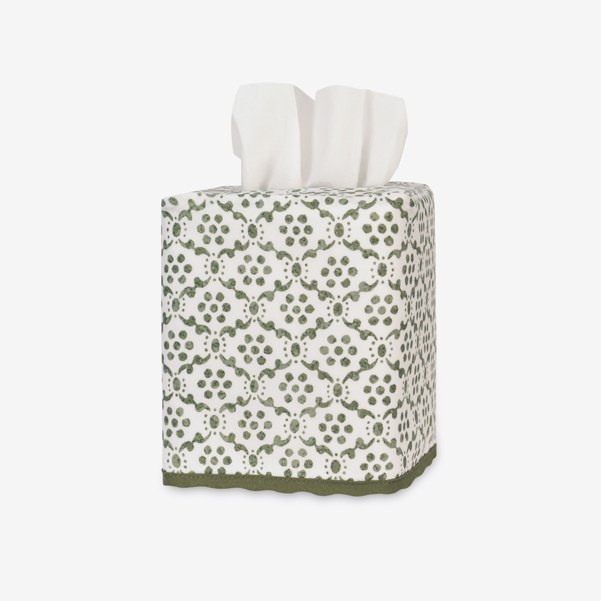 Matouk Schumacher Laksha Tissue Box Cover in Moss color