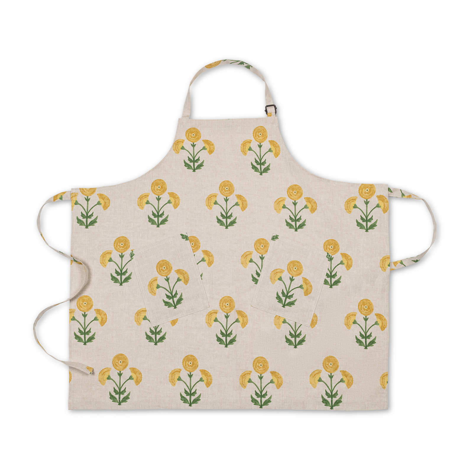 Matouk Schumacher Linen Apron in Gisele Marigold Natural