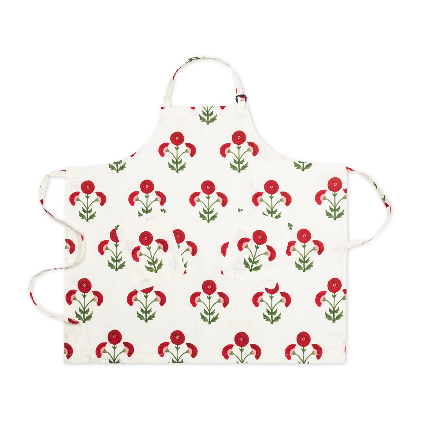 Matouk Schumacher Linen Apron in Gisele Scarlet Pattern