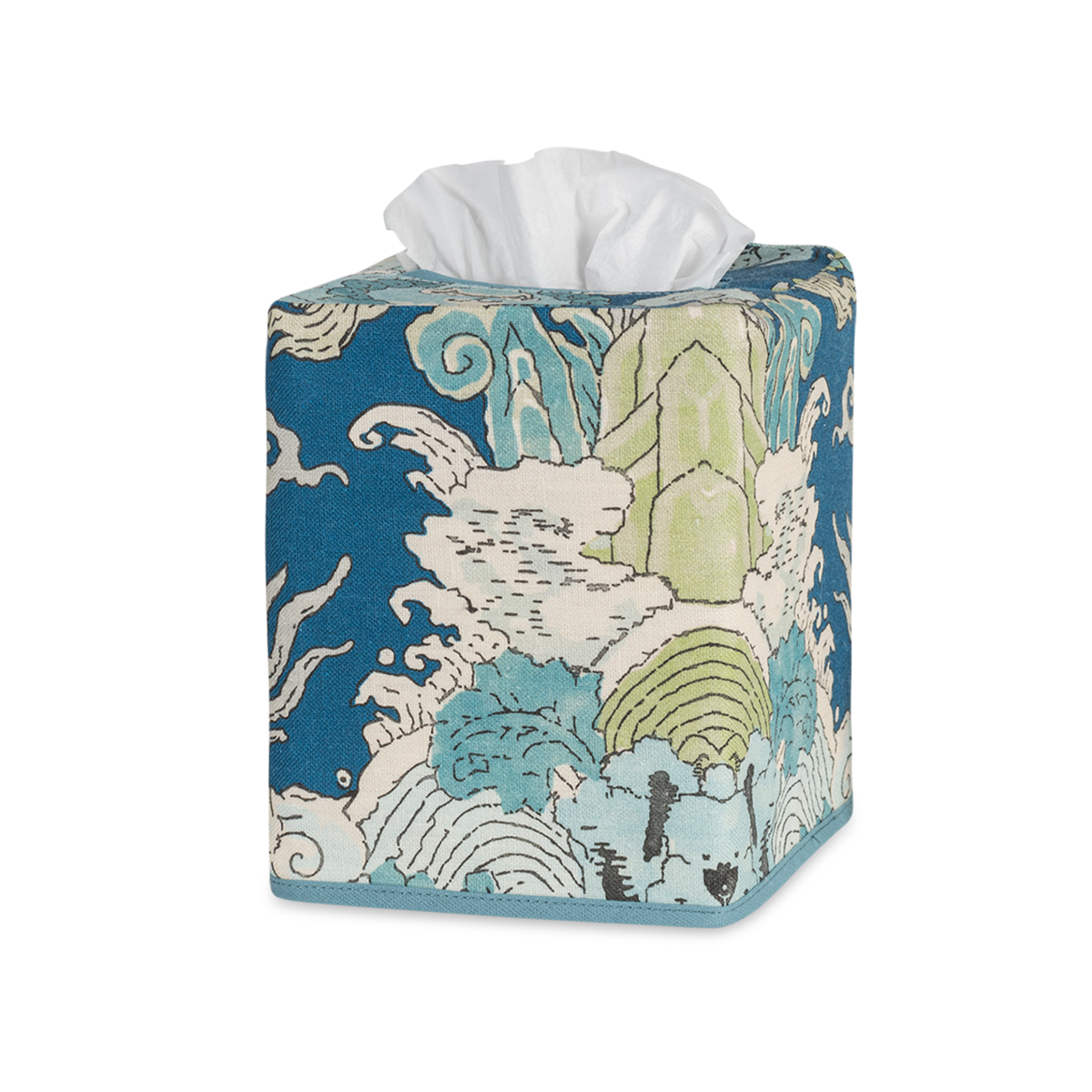 Matouk Schumacher Magic Mountain Tissue Box Cover in Aquarius