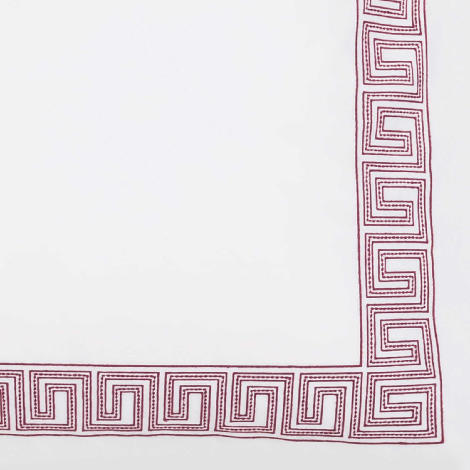 Bed in Matouk Schumacher Ophelia Bedding with Red Swatch