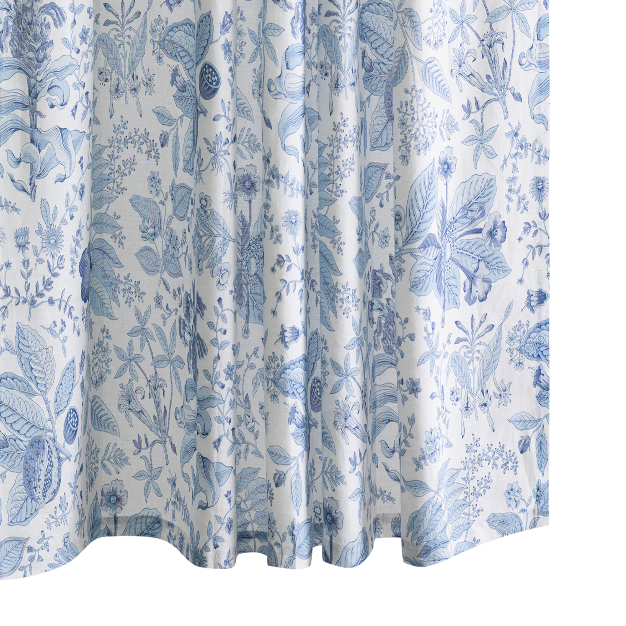 Matouk Schumacher Pomegranate Linen Shower Curtain in Porcelain Blue Color