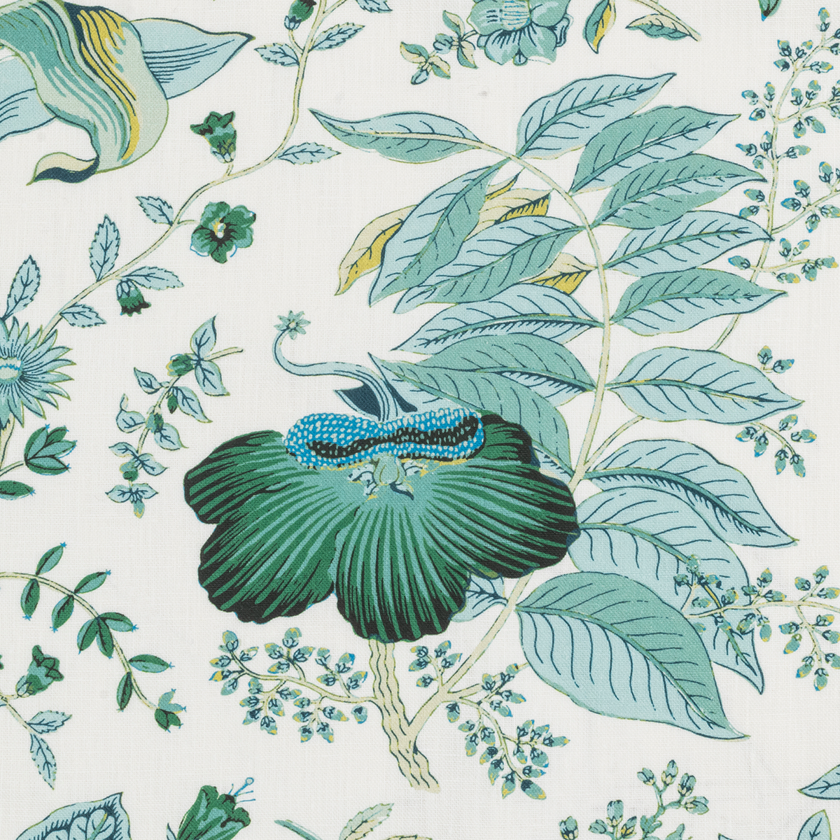 Swatch of Matouk Schumacher Pomegranate Table Linens in Emerald