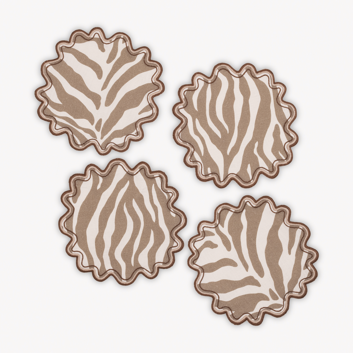 Four Matouk Schumacher Regine Cocktail Napkins in Coconut