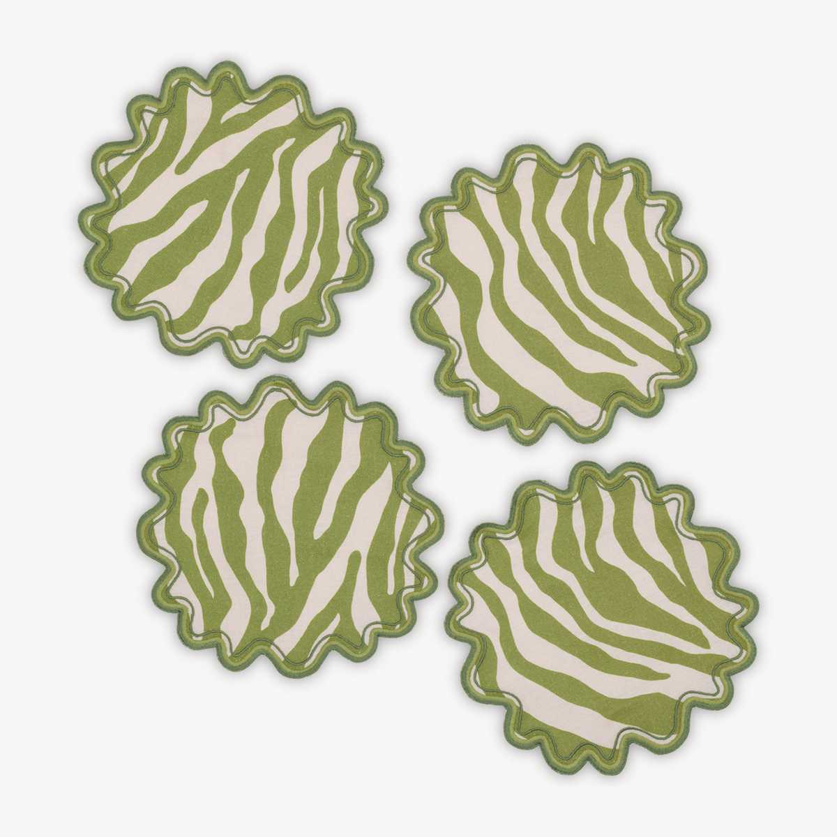 Four Matouk Schumacher Regine Cocktail Napkins in Grass