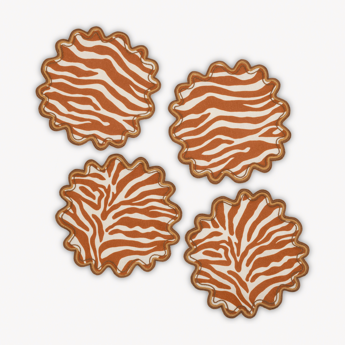 Four Matouk Schumacher Regine Cocktail Napkins in Persimmon