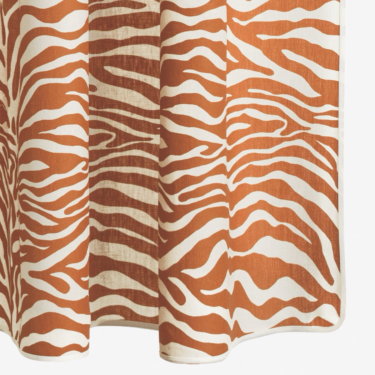 Closeup of Matouk Schumacher Regine Shower Curtain in Persimmon