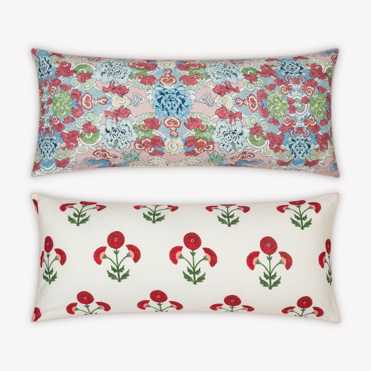 Matouk Schumacher Reversible Pillow Collection in Gisele Scarlet/Magic Mountain Paradise