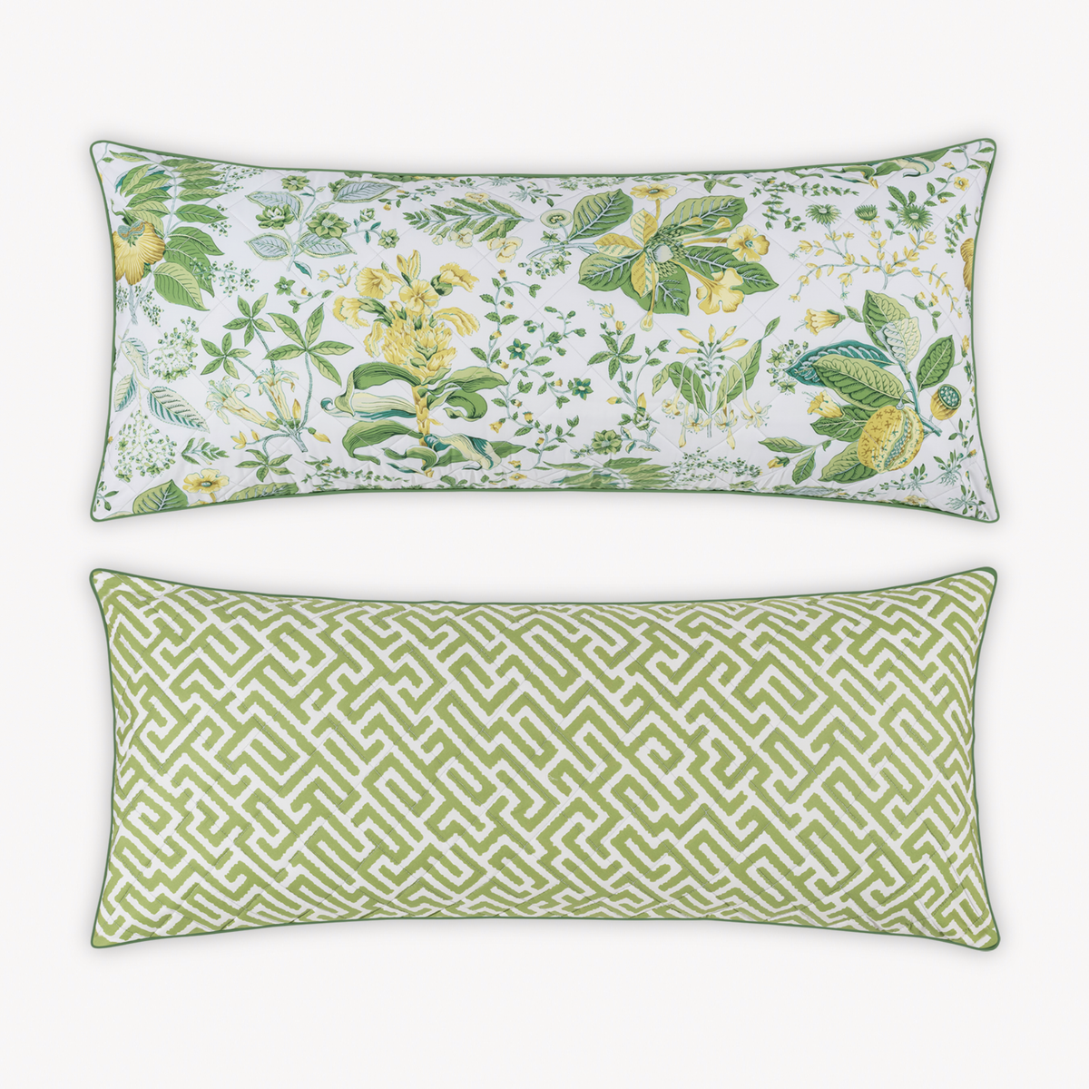 Matouk Schumacher Reversible Pillow Collection in Pomegranate Citrus/Gabriel Grass