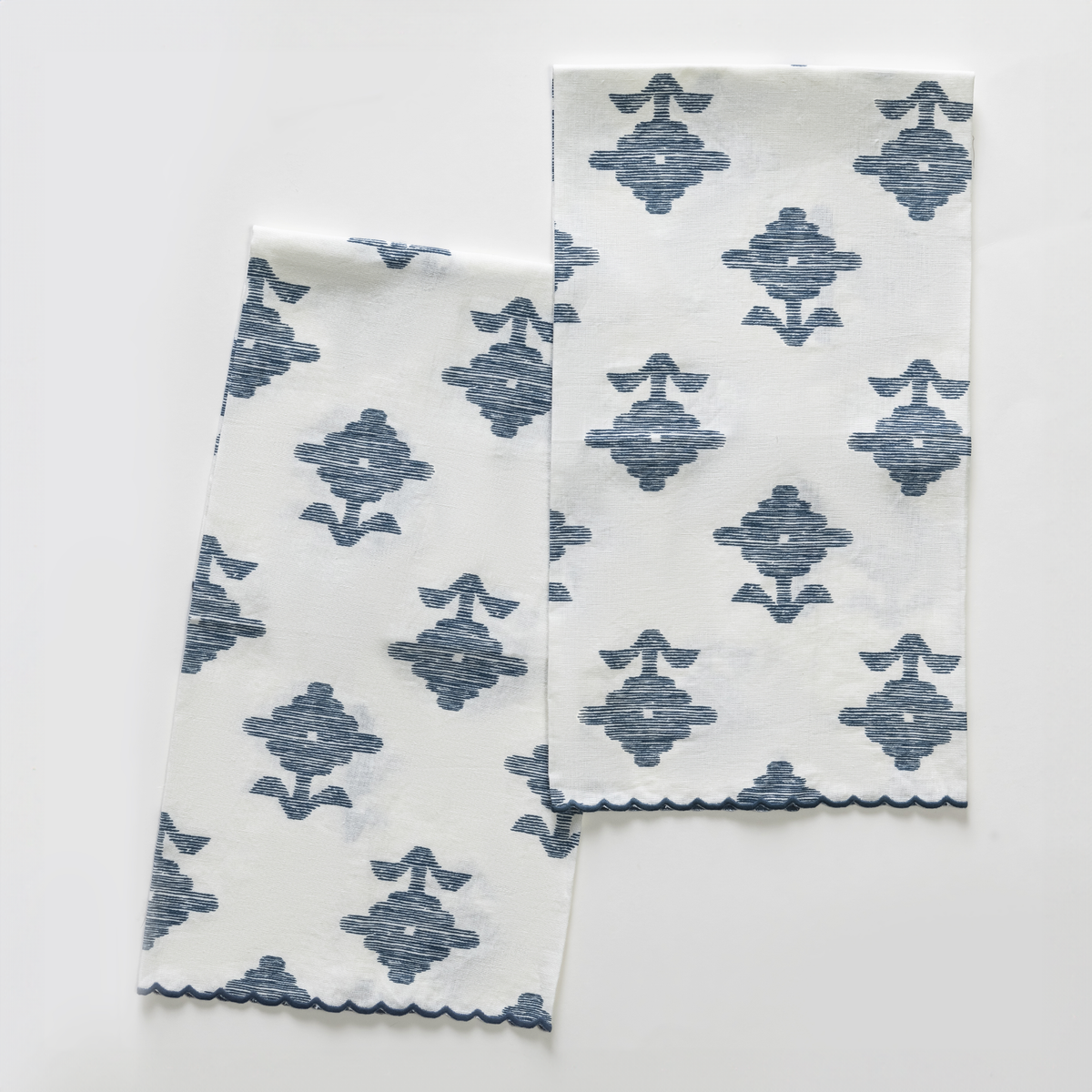 Pair of Matouk Schumacher Rubia Guest Towels in Navy