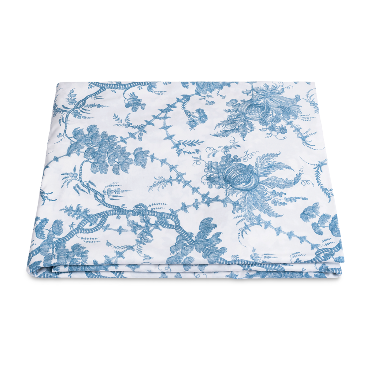 Folded Fitted Sheet of Matouk Schumacher San Cristobal Bedding in Sky Color